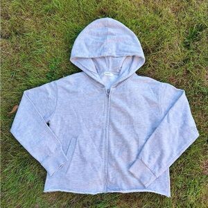 Mango Light Grey Zip Up Hoodie With Rem Hem